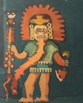 SASS. "Deus Azteca", óleo s/ eucatex, medindo 60 x 50 cm s/ moldura.
