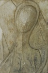 VICENTE DO REGO MONTEIRO. Escultura em Gesso "Santa", assinado no CID. Emoldurado, medindo 63 x 45 cm, no estado.