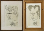 SANT'ANNA. 2 Caricaturas (frente e verso), assinado no CID e datado 9-7-960, medindo 33 x 20 cm. Emoldurado, medindo 46 x 35.
