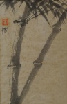 BAMBU. Pintura Chinesa, guache s/ papel, assinado e datado 1976 no CSE, medindo 29 x 19 cm. Emoldurado, medindo 43 x 33 cm,  no estado, apresentando sinais do tempo.