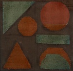 Antiga Tapeçaria Geometrizada da Década de 30, ex coleção Sorensen, medindo 33 x 33 cm. Emoldurado, medindo 37 x 37 cm. atribuída a Regina Gomide