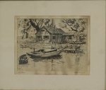 LIONEL BARRYMORE. "Point Pleasant", gravura, 16 x 20 cm. Emoldurado com vidro 28 x 33 cm.