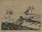 LIONEL BARRYMORE. "Nantucket", gravura, 16 x 20 cm. Emoldurado com vidro, 28 x 33 cm.