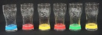 Copos de coleção, Coca-Cola , Olimpíadas Londres 2012, copos em vidro com base em anel de silicone. 6 copos , medindo: 16 cm.