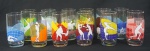 Copos de coleção Olimpíadas do Rio 2016, copos em vidro com representação de esportes olímpicos. 12 copos, medindo : 14,5 cm.