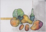 ALDEMIR MARTINS - " Frutas" nanquim, medindo 50x72 cm. Emoldurado, 61x82 cm.