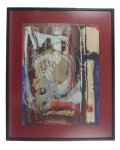 Flávio Shiró Tanaka-"Abstrato", técnica mista, assinado, ex-coleção de António de Ipojuca Holanda Pontes. Medida 75 x 50 cm, emoldurado com vidro medida 82 x 67 cm.