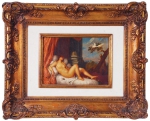 ESCOLA DE TICIANO ( pintura séc. XVII/XVIII) -  "Vénus" -  óleo sobre tela colada em madeira, medindo 20 x 27cm. Emoldurado 46 x 56 cm.