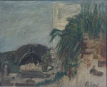 ALFREDO VOLPI  (1896-1988) . "Paisagem", óleo s/madeira med.  22 x 27 cm. Assinado no cid. Emoldurado, 43 x 49 cm