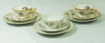 Conjunto em porcelana nacional REAL ,contendo 3 xícaras para chá com pires e 3 pratos para bolo .