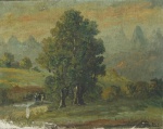 J.BERTONI . "Paisagem rural", óleo s/tela colada em eucatex,29 x 36 cm. Assinado. Sem moldura.