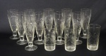 Lote contendo 13 copos em cristal, sendo : 10 copos tulipas e 3 copos para refresco, (dois copos com bicado), alturas, tulipa, 19,5 e copos, 14 cm.