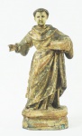 Imagem  em madeira policromada representando Santo Antonio . Alt. 28 cm (necessita restauro)