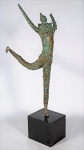THARSO TORLESS. "Arlequim". Escultura em bronze patinado. Assinado. Medidas : escultura 60 x 37 cm. base de granito 15 x 18 x 18 cm.