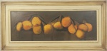 ERNESTO LACERDA - " Natureza morta" óleo s/ eucatex, medindo 27x74  cm, c/ moldura 46x93 cm, assinado no CID