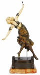 COLINET, CLAIRE-JEANNE-ROBERTE " DANCER OF THE DAGGERS SCULPTURE", CIRCA 1920.Escultura em bronze e marfim (falta adagas). Alt. 52 cm.