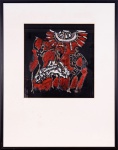 MAZINHO (pintor e compositor).  "Sambistas ", técnica mista, 44 x 42 cm. Sem assinatura. Emoldurado, 88 x 68 cm.