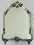 Excepcional e raro espelho com moldura em prata francesa, ricamente trabalhada e contrastada, séc XIX, espelho em cristal bizotado, medindo ...
