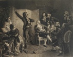 Gravura em preto e branco. "Rouget de L'isle Singing The Marseillais For The First Time". From the original painting in the Luxembourg Gallery, medindo 28 x 37 cm. Emoldurada sem vidro, 32 x 40 cm. No estado ( manchas do tempo).