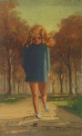 ROBERTO DE SOUZA. " Menina pulando amarelinha", óleo s/madeira, 25 x 15 cm Assinado no CID. Sem moldura.