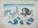 Oscar Palácios - "Nu feminino", serigrafia, tiragem 17/25 P A, assinada c.i.d. Medidas, 55 x 75 cm, emoldurada com vidro, 63 x 83 cm. (Com fungos e manchas do tempo).