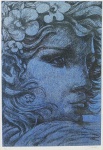 Assinatura não identificada - "Figura feminina", serigrafia, tiragem 94/100, assinado c.i.d. Medidas, 50 x 34 cm, emoldurada com vidro, 79 x 63 cm.