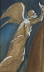 Autor não identificada - "Anjo", técnica mista sobre cartão, sem assinatura. Medidas, 26 x 15 cm, emoldurada com vidro, 57 x 47 cm.