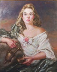 SÉRGIO GIANNINI  - "Perfil feminino", óleo s/ tela, assinado no CSD, datado de 1994, medindo 64x54 cm, c/ moldura 94x81 cm