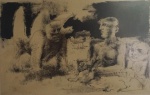 LAKCATING, 1966. Gravura assinada e datada no c.i.e., 1966, 30x47 cm. Medida com moldura 44x61 cm