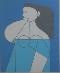 MILTON DA COSTA. Serigrafia 147/175 de figura feminina, assinada c.i.d., medindo 61x50cm, emoldurada com vidro medindo 69x57cm.