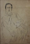 SCLIAR. Nanqim. Figura masculina, assinado no centro, datado 22.08.1961, medindo48x33cm, emoldurado com vidro medindo 66x52cm.
