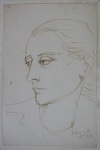 REYNALDO FONSECA- Desenho de figura feminina, assinado no c.i.d., datado de 1977, medindo 29x19cm, emoldurado com vidro medindo 50x40cm. Contém manchas.