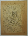 ROSINA BECKER DO VALE. Desenho "A coruja", com dedicatória no verso. Medida: 39x39cm.