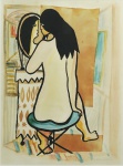 DI CAVALCANTI. "Mulher com espelho", aquarela, 47 x 35 cm. Assinado no CID a lápis de próprio punho. Emoldurado com vidro, 65 x 53 cm.