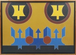 RUBEM VALENTIM. "Emblema II", acrílico s/tela, 35 x 50 cm. Assinado, intitulado, localizado e datado no verso, 1984 Brasilia-DF. Emoldurado, 39 x 53 cm.
