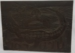 POTY - Napoleon Potyguara Lazzarotto (1924/1998) - "Ururau" talha / matriz em madeira para Impressão de xilogravura - gravuras estas feitas para ilustração do calendário da Shell, Lendas Brasileiras de 1966.( Peças de coleção, apresenta marcas do uso e tempo).Medidas 41x54 cm.