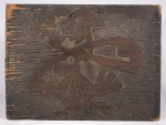 POTY - Napoleon Potyguara Lazzarotto (1924/1998) - " Saci Pererê" talha / matriz em madeira para Impressão de xilogravura - gravuras estas feitas para ilustração do calendário da Shell, Lendas Brasileiras de 1966.( Peças de coleção, apresenta marcas do uso e tempo).Medidas 41x54 cm.