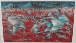 ENRICO BIANCO. (Roma , Itália, 19018 - Rio de Janeiro, 2013 ). "Brincando com bola", óleo s/tela, 64 x 108 cm. Assinado e datado  no CID, 2009. Emoldurado, 79 x 123 cm.