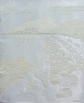 DEBORAH COSTA. "Paisagem do Rio de Janeiro. Praia", técnica colagem em tecido, 114 x 98 cm. Assinado no CID e datado , 2013. Emoldurado, 130 x 110 cm.