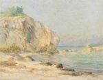 ANTÔNIO PARREIRAS - Antônio Diogo da Silva (1860/1937). " Praia deserta" óleo sobre tela medindo 68 x 86 cm, datado 1936. Moldura 87 x 106 cm. Assinado e datado no c.i.d.