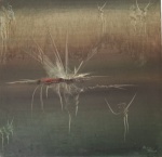 ALEX TERUZ.( 1946 - 1997). "Abstrato", óleo sobre tela medindo 59,5 x 59,5 cm. Assinado e datado, Rio 78. Com dedicatória.