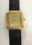 Relógio de pulso, Baume & Mercier Geneve -  Swiss Made - Quartz Damenuhr nº 38356 ,  em ouro amarelo, vidro de safira, mostrador s/ algarismos, pulseira em couro, marca da relojoaria, caixa 23.5 mm.