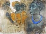 ELON BRASIL (1957). "Escravas", óleo sobre tela medindo100 x 130 cm. Assinado no c.s.e. Sem moldura.