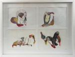 Escola de Desenho Parque Lage."Urubus", composição com 4 serigrafias, 43 x 59 cm. total . Emoldurada com vidro, 58 x 75 cm.