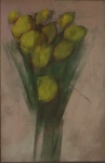 CARLOS SCLIAR (1920/2001) - "Flores amarelas", vinil e colagem encerados sobre tela, assinado e datado no c.i.d., 87, assinado e localizado no verso, Cabo Frio 7/2/87, acompanha cachê da galeria Pisarro e cachê Gabinete de Arte Cleide Wanderley. Medida com moldura: 83 x 64 cm.