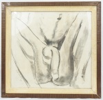 SORENSEN - Carlos Haraldo Sorensen (1928/2008). "Erótico", crayon, medindo 45 x 47 cm sem moldura e 56 x 58 cm com moldura em vidro. Assinado e datado no c.i.d., 85.