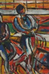 BENJAMIM SILVA - Duas figuras, óleo sobre madeira, assinado no CID, medindo 33x23 cm, c/ moldura 43x33 cm
