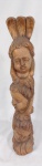 MARCO ANTÔNIO PORTELA. "Três anjos", Nova Iguaçú-RJ, peça em madeira medindo 59 x 11 cm. Assinada na lateral.