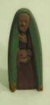 BENEDITO. "Nossa Senhora com pássaro", peça em madeirapolicromada medindo 20 x 8 x 7 cm. Apresenta desgaste na base.