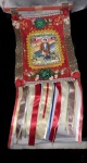 Flâmula religiosa para festividade de Santo Expedito, medindo 44 x 30 cm.